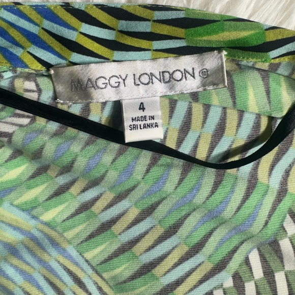 Maggy London Green and Black Print Midi Dress - Picture 8 of 10